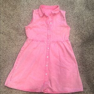 Pink Sleeveless Denim Dress